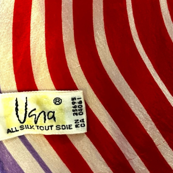 VERA NEUMANN Artist Vintage Square Silk Scarf Japan Red/Multi - Picture 11 of 12